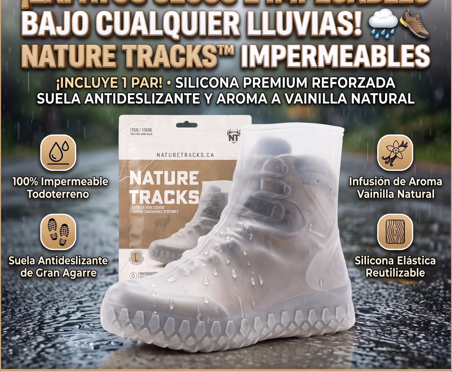 Nature Tracks™ Fundas Cubre-Calzado Impermeables de Silicona
