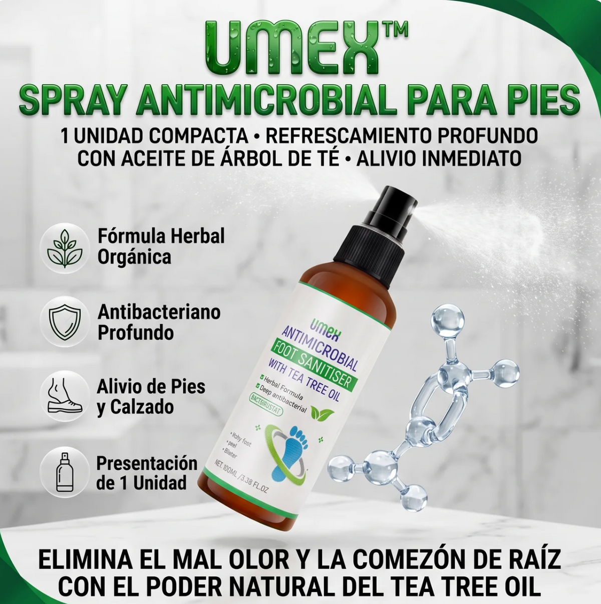 Umex™ Spray sanitizante e hipoalergénico para pies y calzado