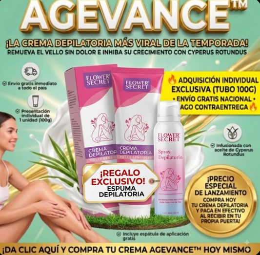 Cyperus Rotundus AgeVance™ Crema Depilatoria e Inhibidora del Vello +  ESPUMA DEPILADORA