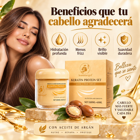 Keratin Glow™ – Tratamiento Capilar de Keratina y Argán.
