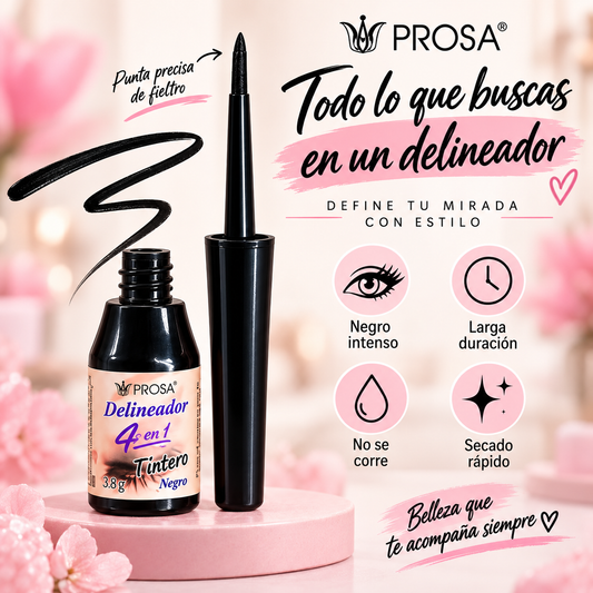 PROSA Tintero 4 en 1™ - Negro intenso, trazo preciso y mirada definida