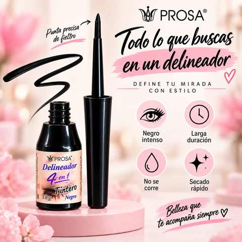 PROSA Tintero 4 en 1™ - Negro intenso, trazo preciso y mirada definida