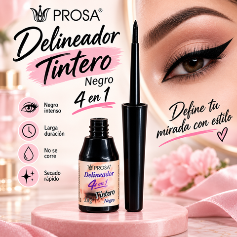 PROSA Tintero 4 en 1™ - Negro intenso, trazo preciso y mirada definida