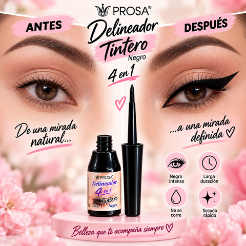 PROSA Tintero 4 en 1™ - Negro intenso, trazo preciso y mirada definida