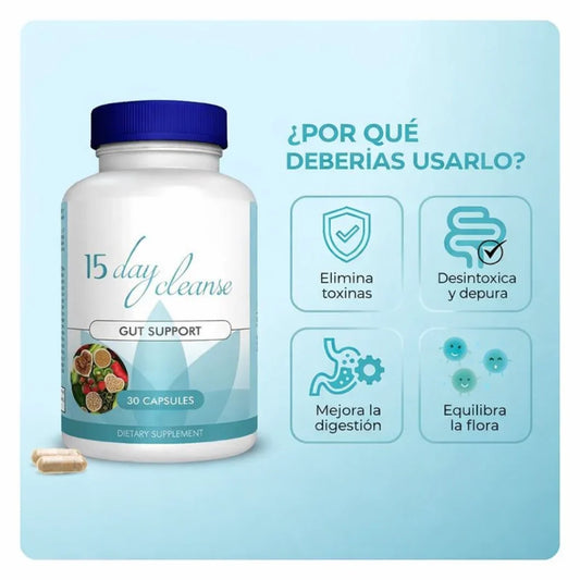 Suplemento Limpieza de 15 Días para Intestino✅ 💩y Colon sin cafeína con sen, cáscara sagrada y psyllium 30 cápsulas